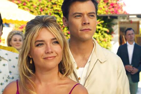 Editor de revista aponta climão entre Florence Pugh e Olivia Wilde em Veneza: “Evitou contato visual” Harry Styles e Florence Pugh em Nao se Preocupe Querida Reproducao
