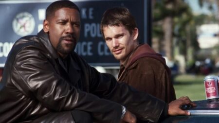 Alonzo (Denzel Washington) e Jake (Ethan Hawke) em Dia de Treinamento (Reprodução)