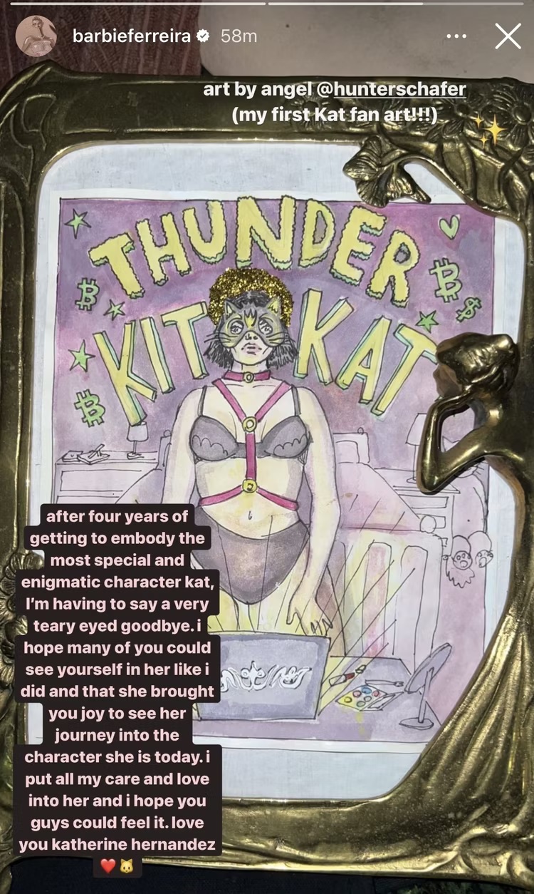 Após saída de Euphoria, Barbie Ferreira consegue novo trabalho em filme do Prime Video 3 Mensagem de despedida de Barbie Ferreira em Euphoria (Reprodução/Instagram)