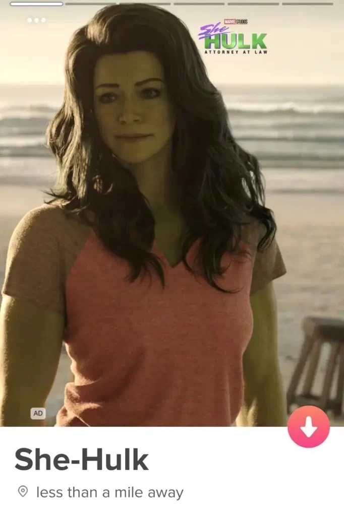 Perfil da Mulher-Hulk no Tinder