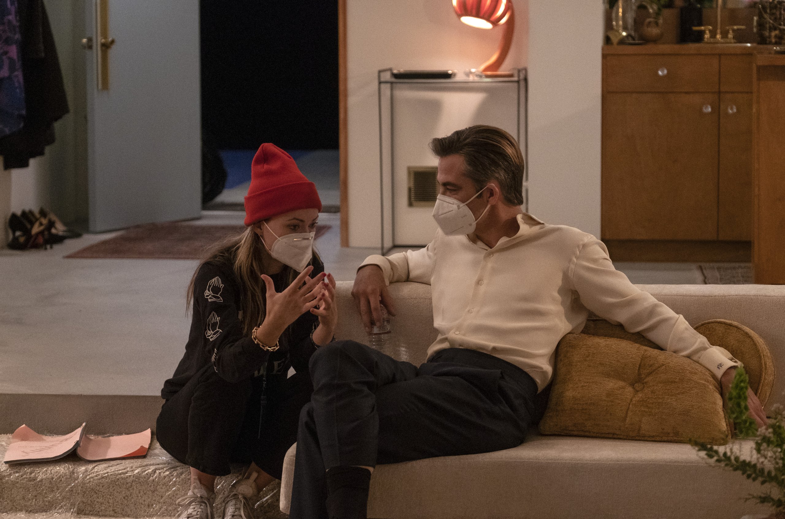 Director, producer and actress Olivia Wilde and Chris Pine on the set of Don't Worry Darling
