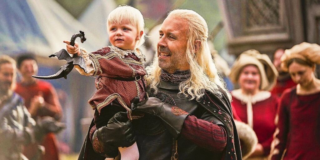 Aegon e Viserys (Paddy Considine) em A Casa do Dragão (Reprodução / HBO)