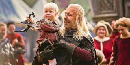Aegon e Viserys (Paddy Considine) em A Casa do Dragão (Reprodução / HBO)