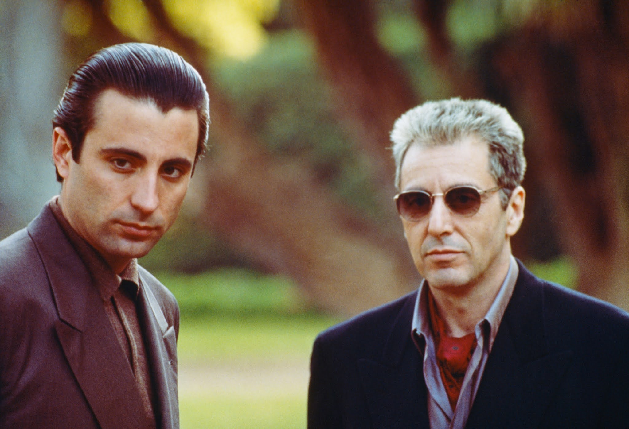 Andy Garcia e Al Pacino em O Poderoso Chefao Parte 3 divulgacao
