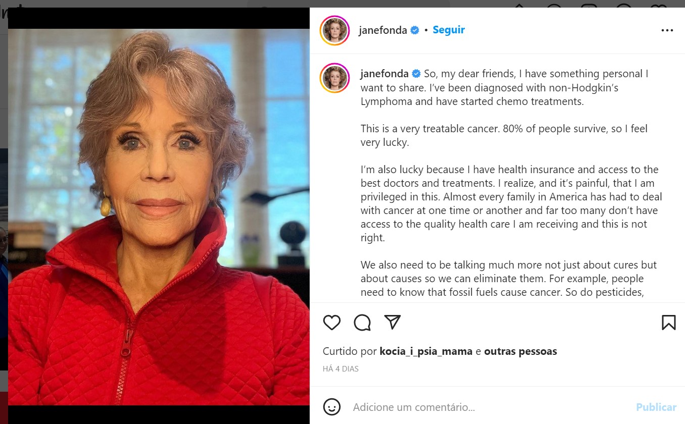 Jane Fonda começa quimioterapia após diagnóstico de câncer e faz relato emocionante 2 Captura de tela 2022 09 07 163443
