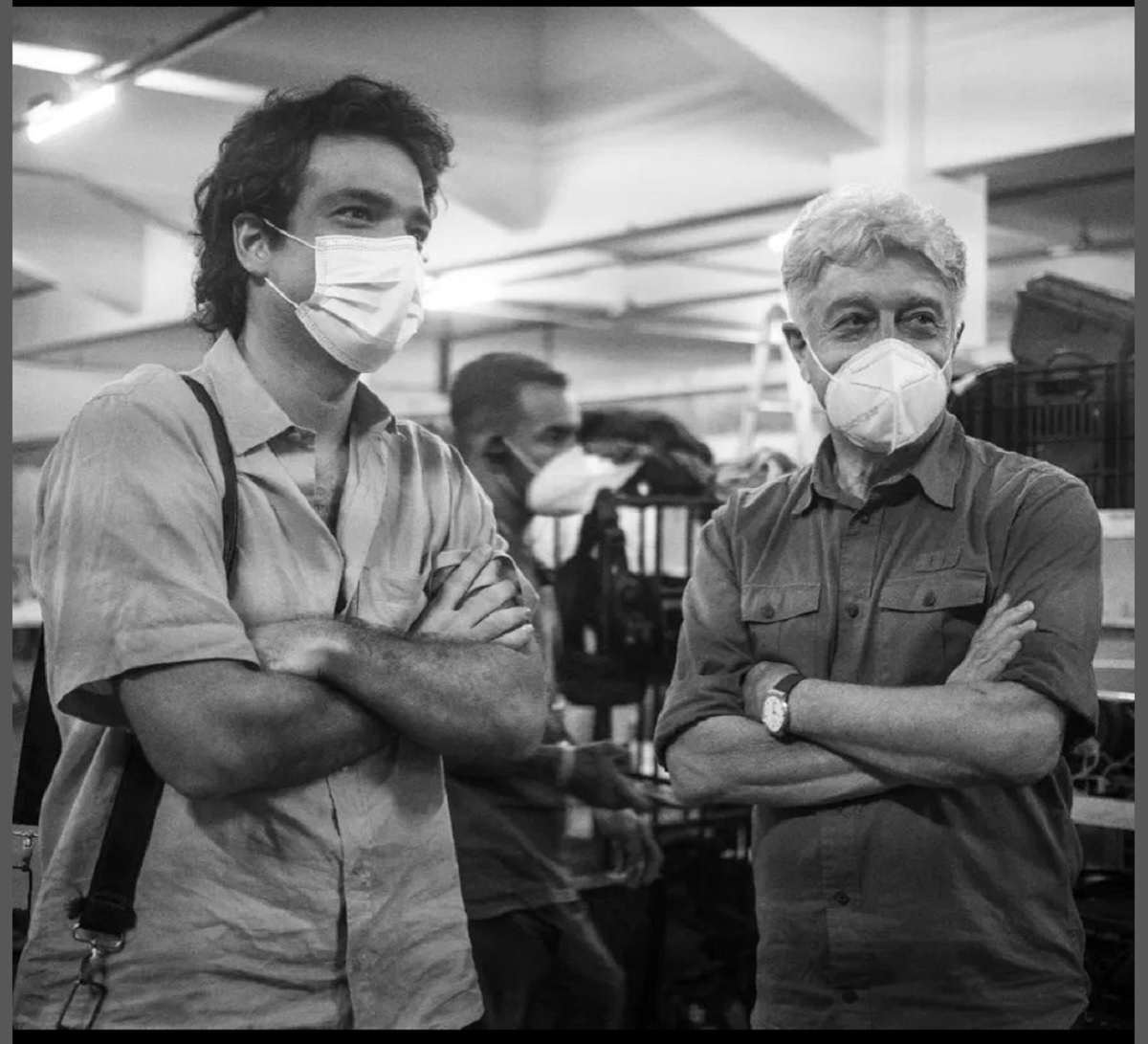 Humberto Carrão e Caco Barcelos durante a produção de Rota 66 - A Polícia que Mata