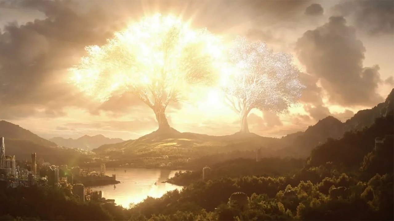 As Árvores de Valinor em O Senhor dos Anéis: Os Anéis de Poder (Reprodução / Prime Video)