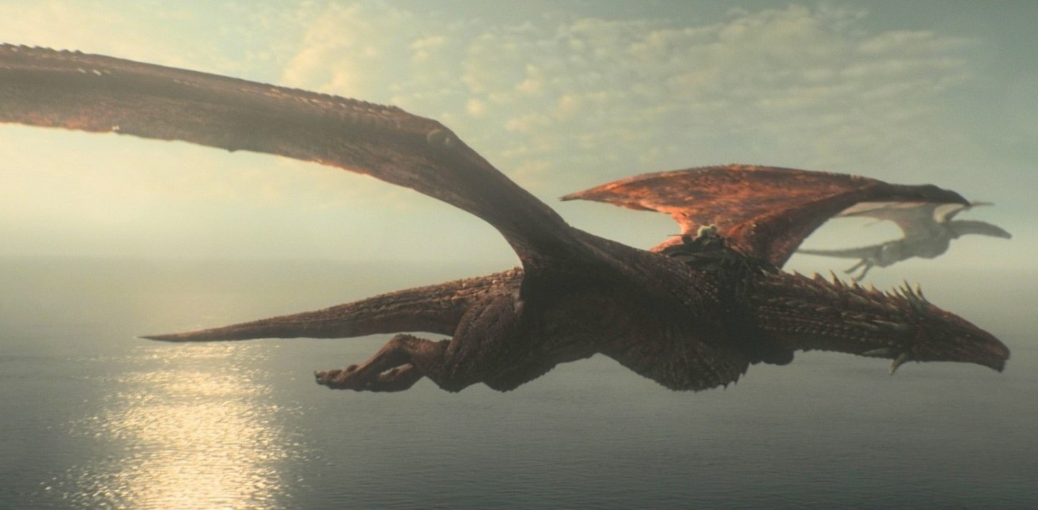 Os dragões Meleys e Seasmoke em A Casa do Dragão (Reprodução / HBO)