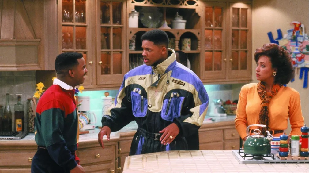 Um Maluco no Pedaço: Por que realmente tia Vivian foi trocada? 2 Alfonso Ribeiro, Will Smith e Daphne Reid em cena de Um Maluco no Pedaço