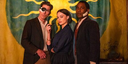 Amsterdam Valerie (Margot Robbie), Burt (Christian Bale) e Harold (John David Washington) em Amsterdam