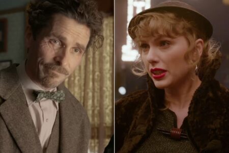 Christian Bale e Taylor Swift em Amsterdam (Reprodução)