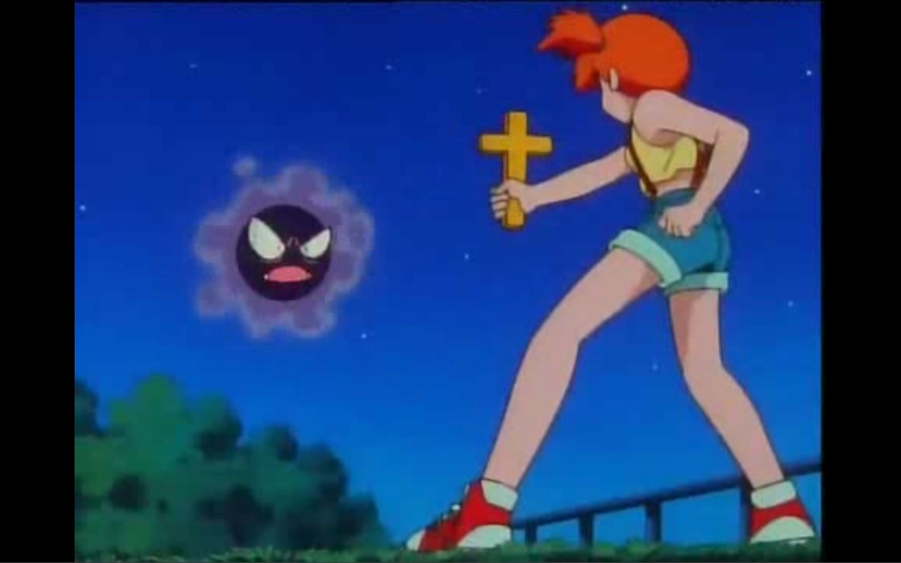 Misty enfrenta Gastly em Pokémon (Reprodução)