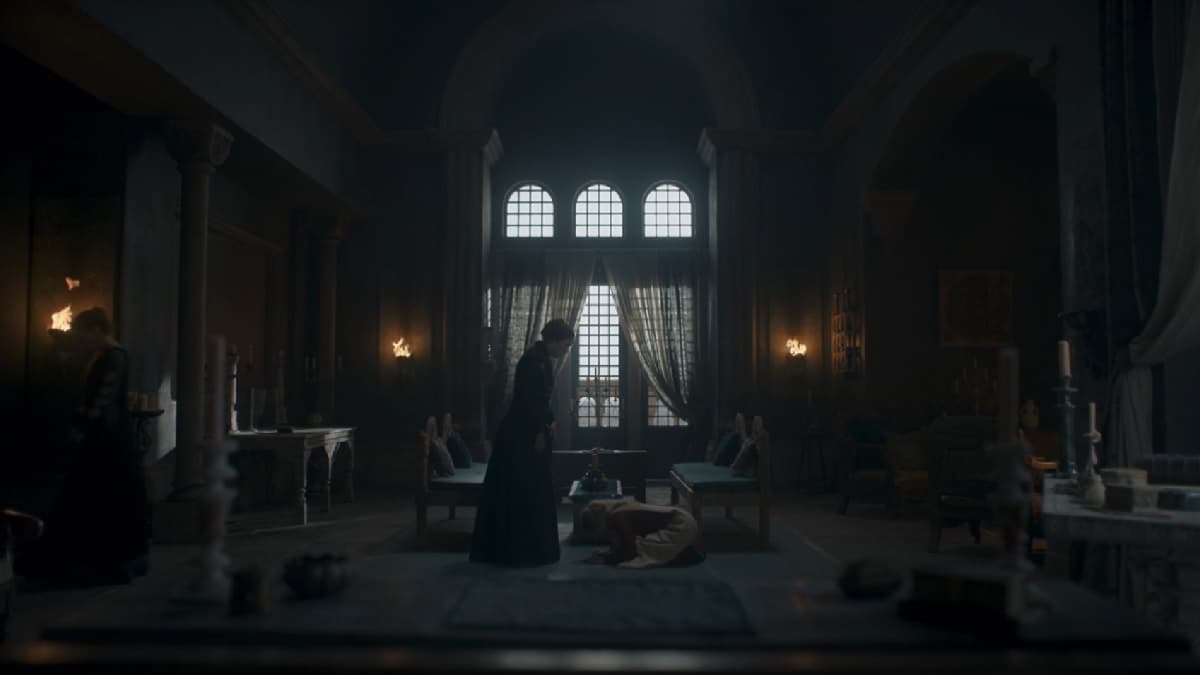 Dyana (Maddie Evans) e Alicent (Olivia Cooke) em A Casa do Dragão