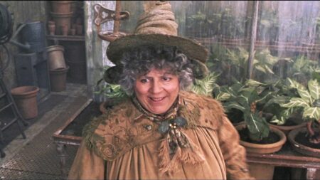 Atriz reclama do salário ‘miserável’ que ganhou em Harry Potter, saiba quanto Miriam Margolyes como professora Sprout em Harry Potter e a Câmara Secreta (Reprodução)