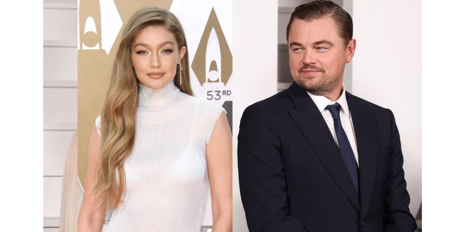 Gigi Hadid e Leonardo DiCaprio (Montagem Reprodução Twitter)