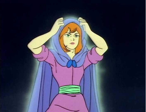 Sheila e sua capa mágica em Caverna do Dragão (Reprodução)