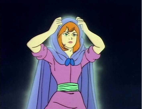 Personagem de Caverna do Dragão causou confusão entre os pais 1 Sheila e sua capa mágica em Caverna do Dragão (Reprodução)