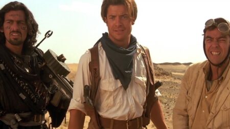 Brendan Fraser, John Hannah e Oded Fehr em A Múmia (Reprodução)