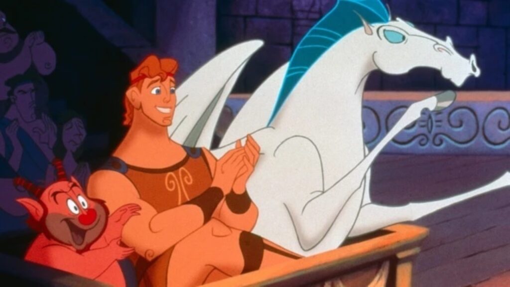 Phil, Hércules e Pégaso em Hércules (Reprodução / Disney)