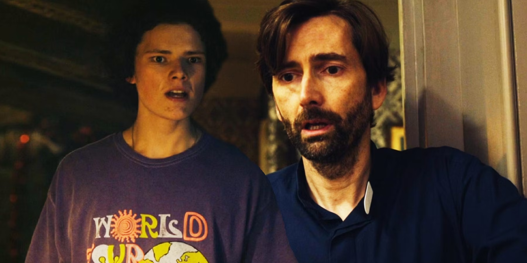 O que acontece com o Ben em Inside Man? Ele morre? 3 Louis Oliver como Ben e David Tennant como Harry em Inside Man