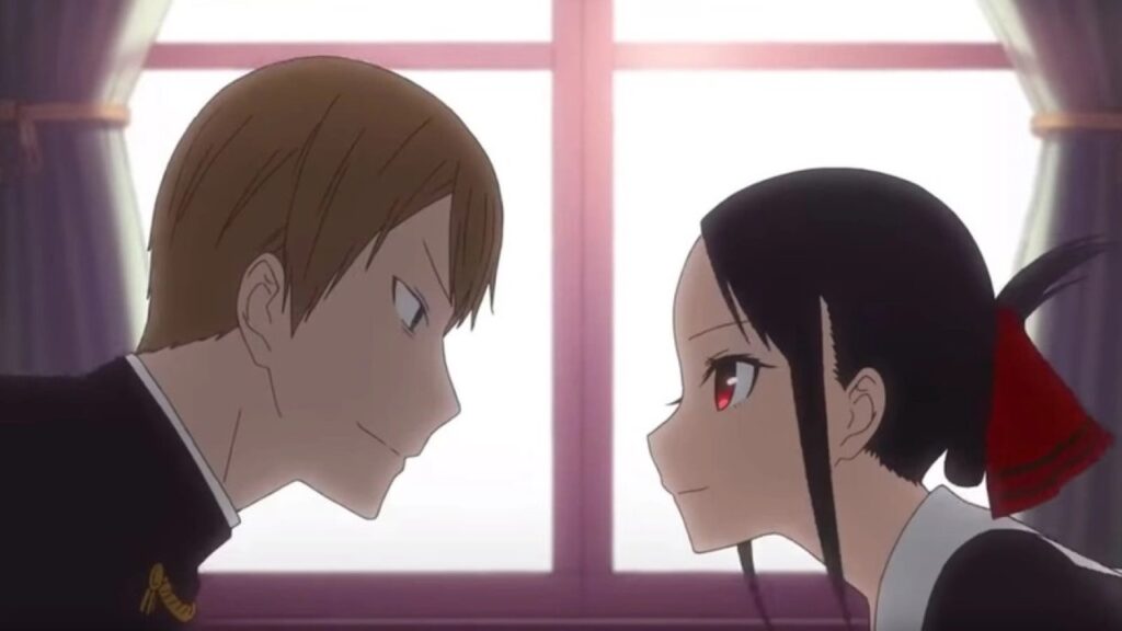 Miyuki Shirogane e Kaguya Shinomiya em Kaguya-sama: Love is War (Reprodução)