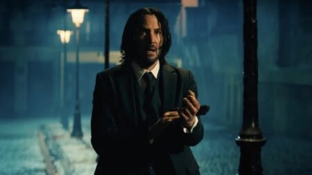 Qual filme de John Wick foi o mais difícil de filmar para Keanu Reeves? Keanu Reeves como John Wick em John Wick: Baba Yaga (Reprodução / Lionsgate)