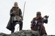 Legolas (Orlando Bloom) e Gimli (John Rhys-Davies) em O Senhor dos Anéis (Reprodução)