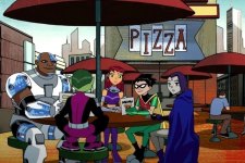 Mutano, Ciborgue, Robin, Estelar e Ravena em Os Jovens Titãs (Reprodução / Cartoon Network)