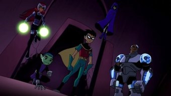 Mutano, Ciborgue, Robin, Estelar e Ravena em Os Jovens Titãs (Reprodução / Cartoon Network)