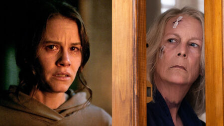 Sosie Bacon como Rose em Sorria e Jamie Lee Curtis como Laurie em Halloween Ends