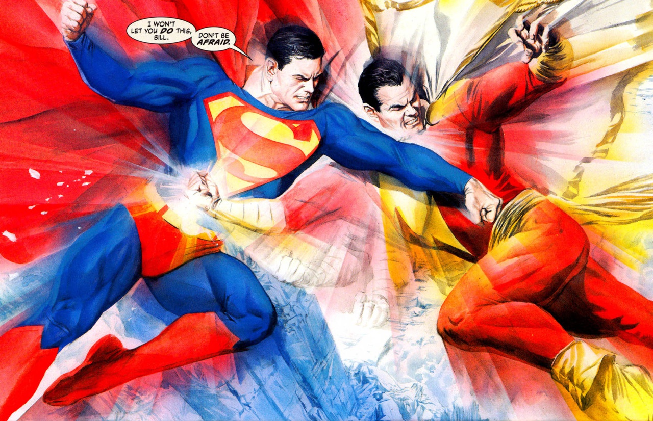 Completando 50 anos, Shazam já causou processo e confusão na DC 2 Shazam e Superman nos quadrinhos da DC Comics (Reprodução)