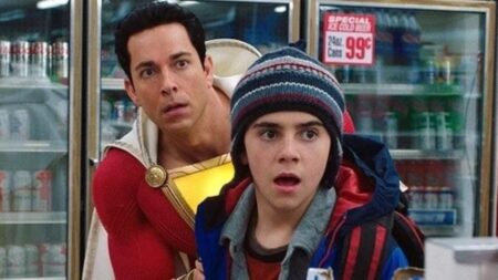 Adão Negro é a chave para terceiro filme do Shazam? Zachary Levi como Shazam e Jack Dylan Grazer como Freddy em Shazam!