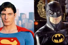 Christopher Reeve como Superman e Michael Keaton como Batman