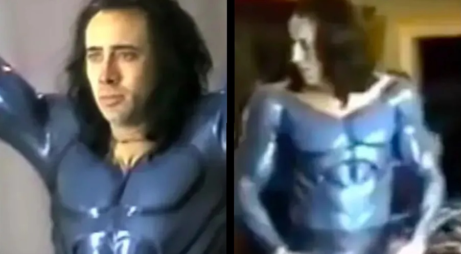 Nicolas Cage em teste de figurino para Superman Lives (Reprodução)