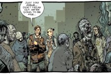 Rick e Glenn no meio de um horda de zumbis em The Walking Dead