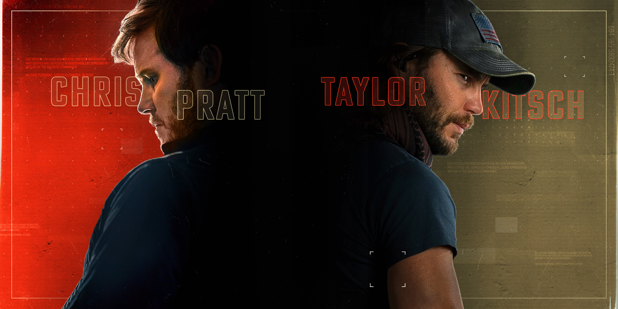Chris Pratt  e Taylor Kitsch em divulgação do Prime Video sobre A Lista Terminal