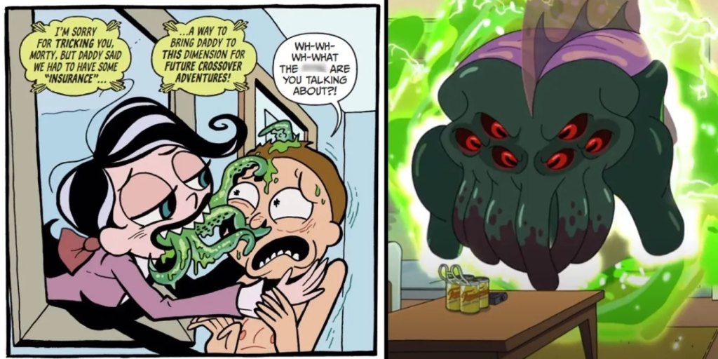 Cthylla, Morty e Cthulhu em Rick and Morty vs Cthulhu #4 (Reprodução)