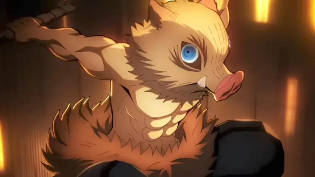 Inosuke Hashibira em cena de Demon Slayer