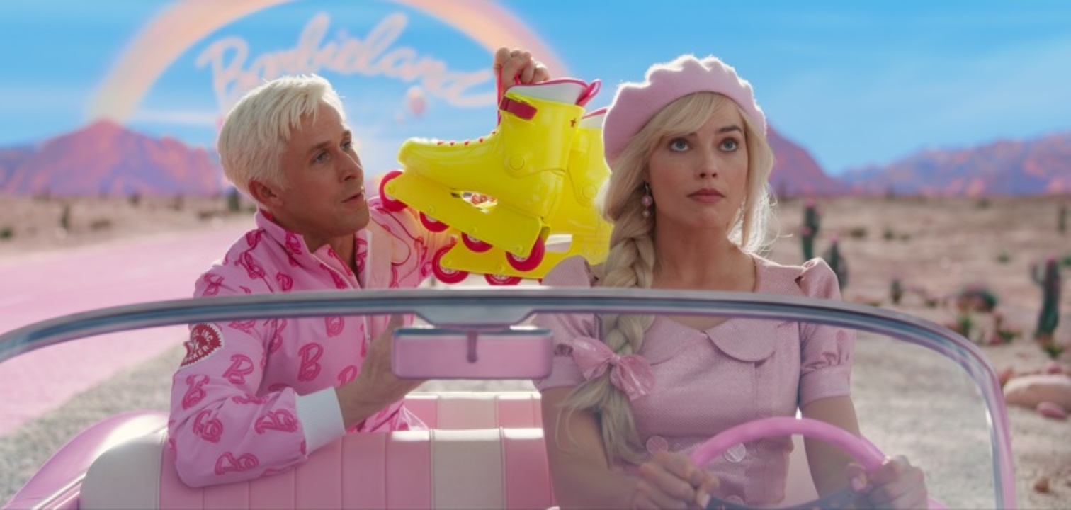 Ken (Ryan Gosling) e Barbie (Margot Robbie) em Barbie (Divulgação / Warner Bros.)