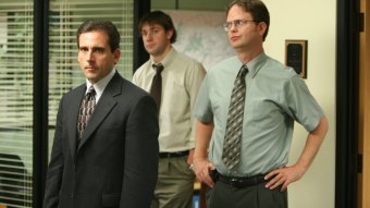 Steve Carell, John Krasinski e Rainn Wilson em The Office (Reprodução)