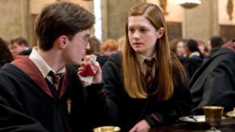 Harry (Daniel Radcliffe) e Ginny (Bonnie Wright) na franquia Harry Potter (Reprodução / WB)