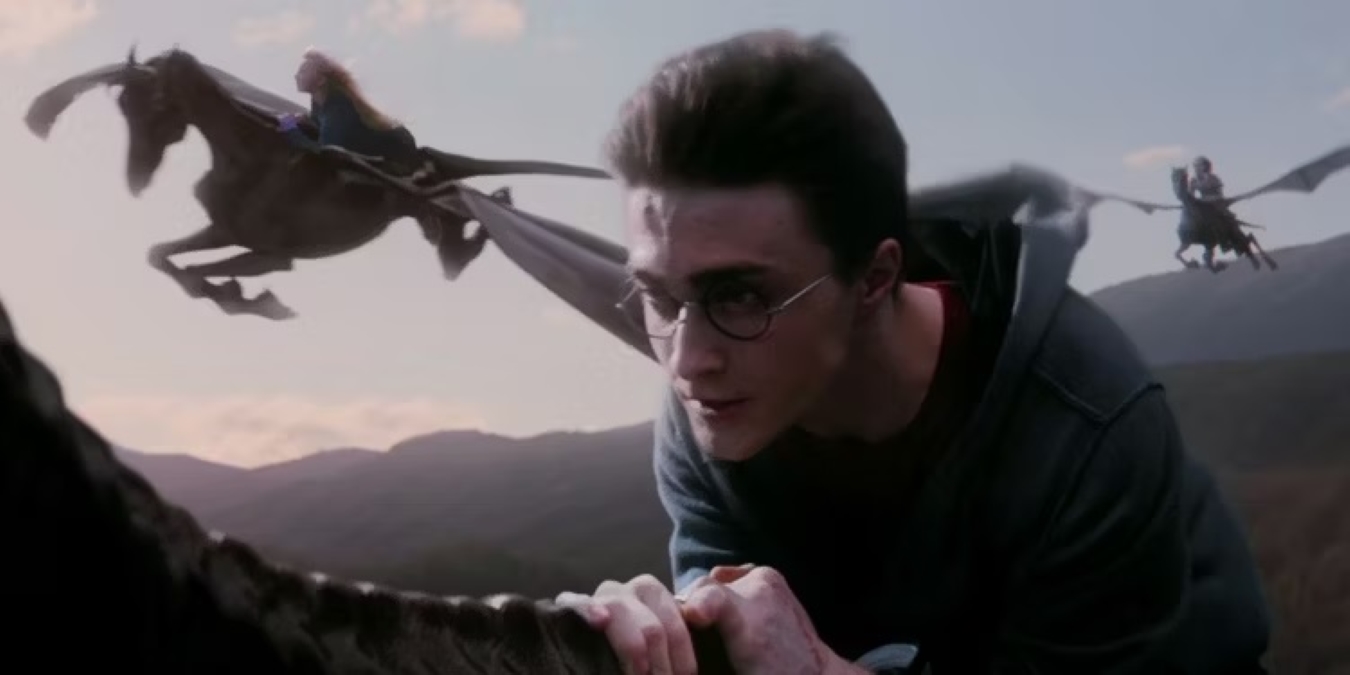 Harry Potter e seus amigos voam em testrálios (Reprodução)
