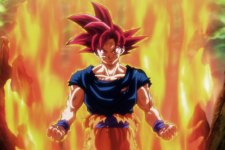 Goku na forma Super Saiyajin Deus em Dragon Ball Super (Reprodução)