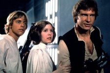 Luke (Mark Hamill), Leia (Carrie Fisher) e Han Solo (Harrison Ford) em Star Wars (Reprodução / Lucasfilm)
