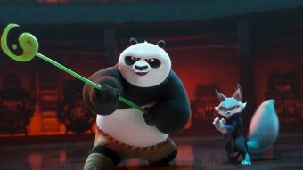 Po (Jack Black) e Zhen (Awkwafina) em Kung Fu Panda 4 (Reprodução / Universal)