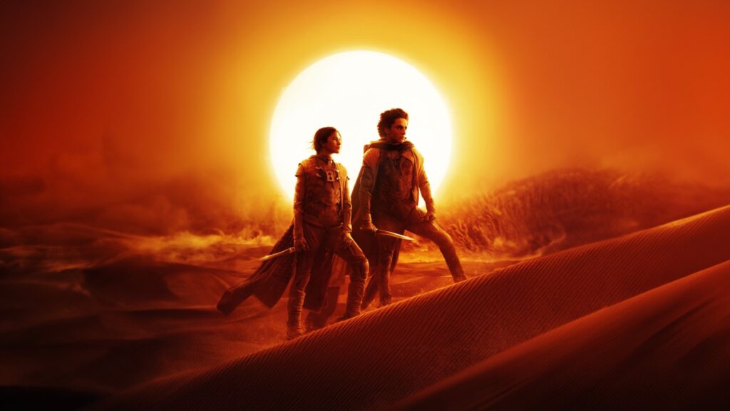Duna 2 é elogiado pelos críticos e comparado a O Senhor dos Anéis Timothée Chalamet como Paul Atreides e Zendaya com Chani em pôster de Duna: Parte Dois (Divulgação / Warner Bros.)