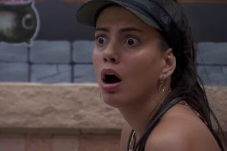 Fernanda surpresa com comentário de Rodriguinho no BBB 24 (Reprodução / Globo)