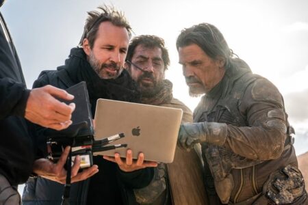 Denis Villeneuve, Javier Bardem e Josh Brolin em Duna 2 (Reprodução)