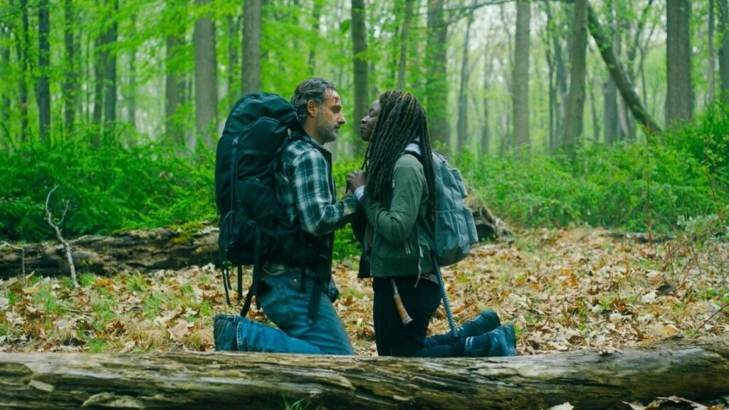 Danai Gurira e Andrew Lincoln em The Walking Dead: The Ones Who Live (Reprodução)