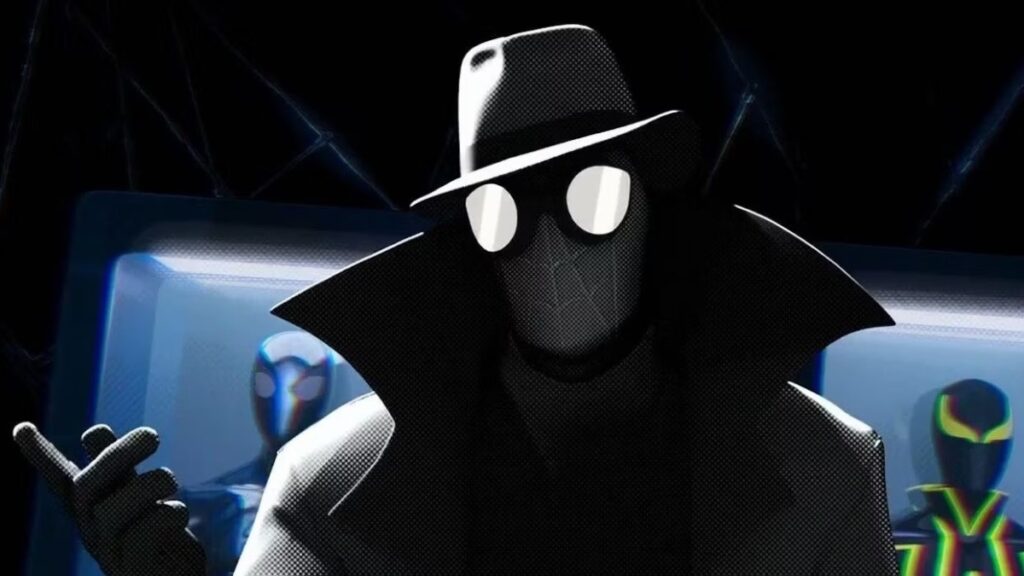 Homem-Aranha Noir: Nicolas Cage é flagrado no set da série Homem-Aranha Noir (Nicolas Cage) em Homem-Aranha no Aranhaverso (Reprodução / Marvel)